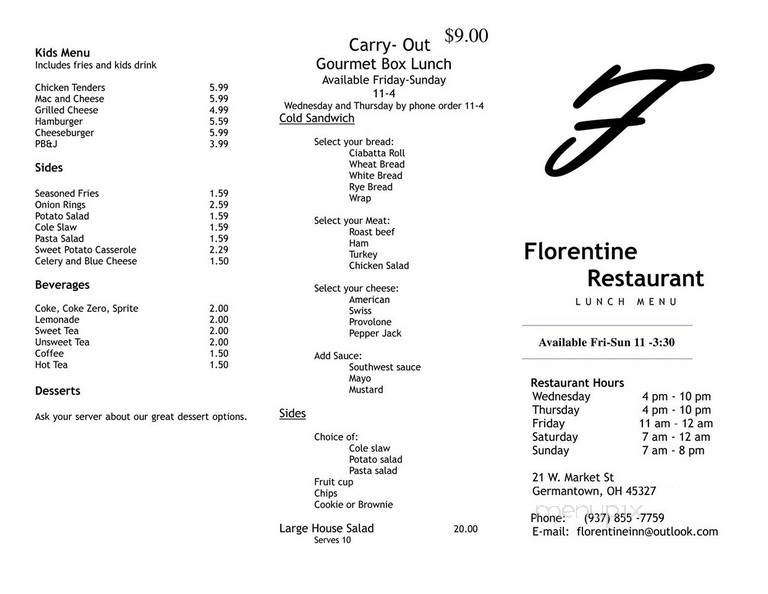 Florentine Restaurant - Germantown, OH menu_pic