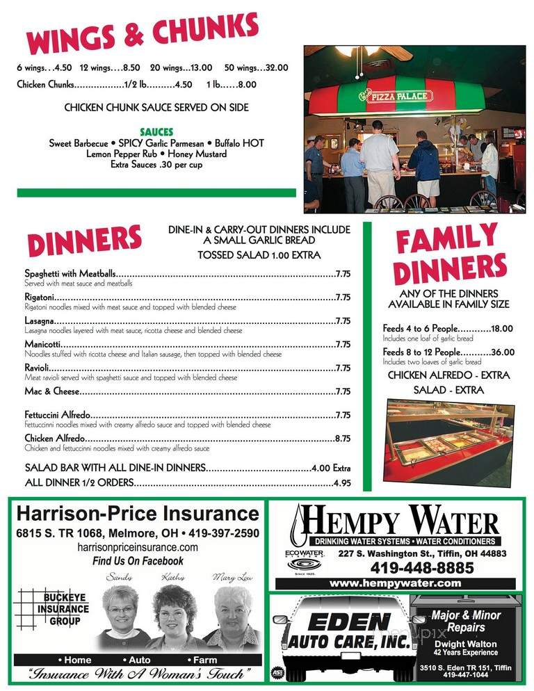 Fort Ball Pizza Palace - Tiffin, OH menu_pic