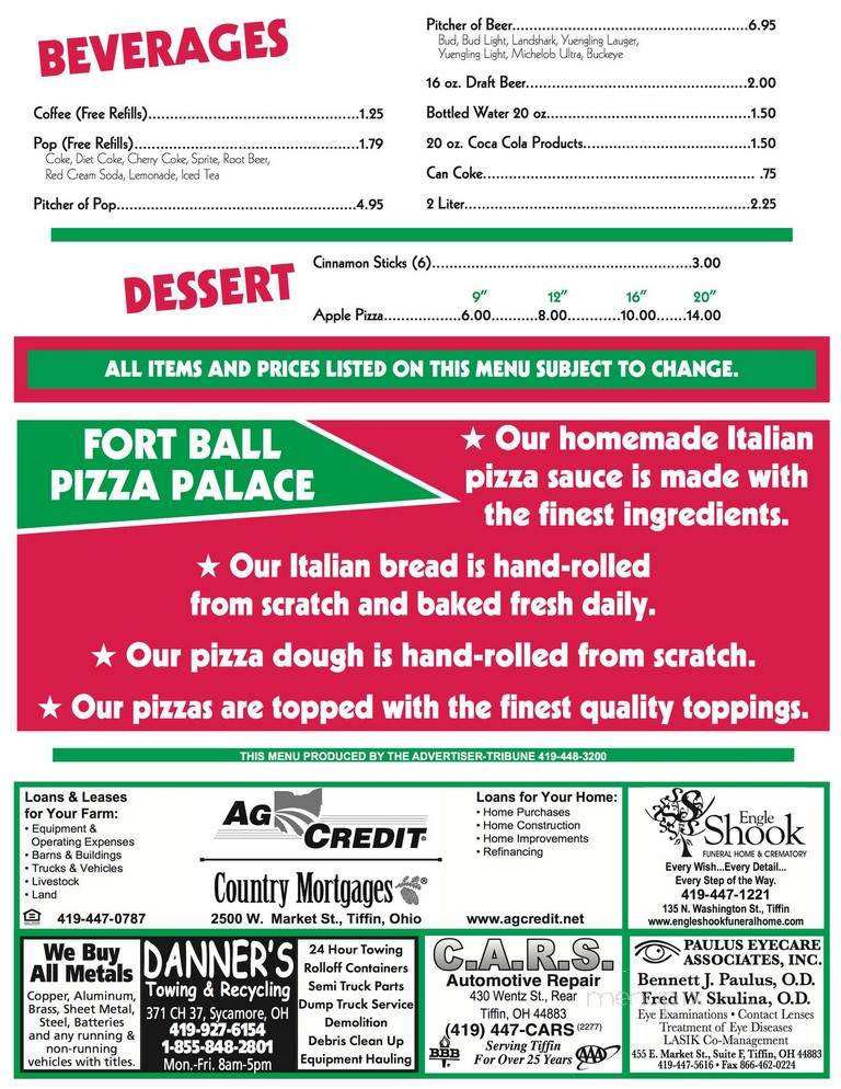 Fort Ball Pizza Palace - Tiffin, OH