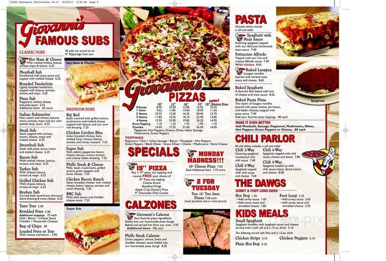 Giovanni's Pizza - Kingston, OH menu_pic