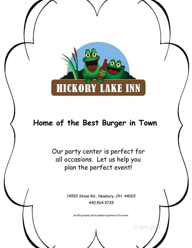 Hickory Lake Inn - Newbury, OH menu_pic