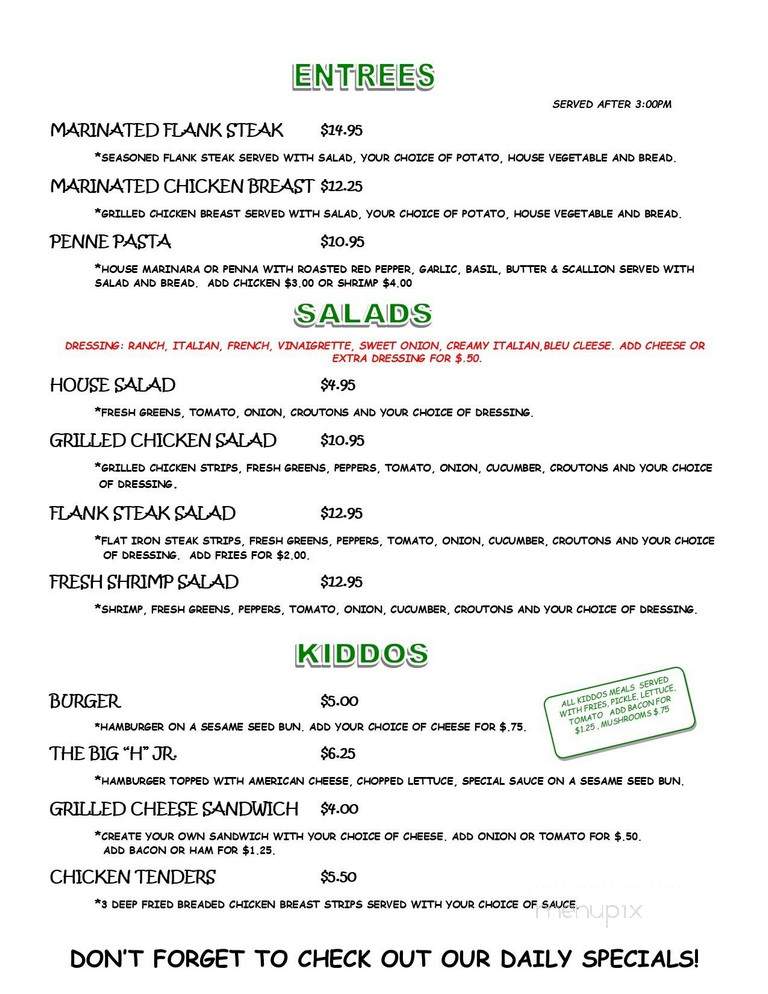 Hickory Lake Inn - Newbury, OH menu_pic