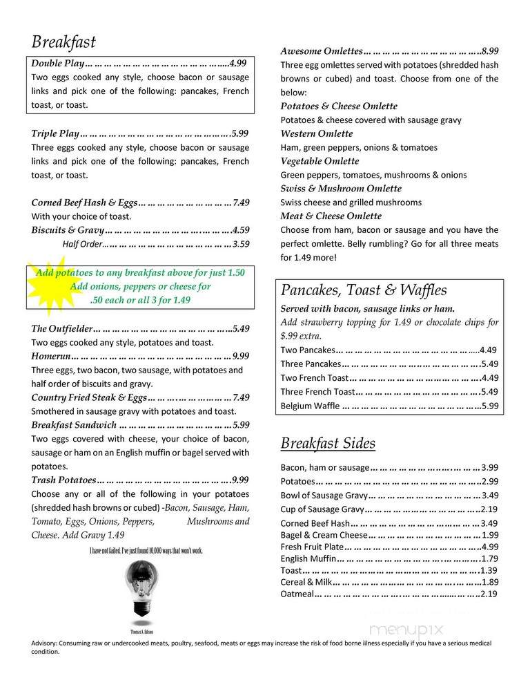 Invention Family Restaurant - Milan, OH menu_pic