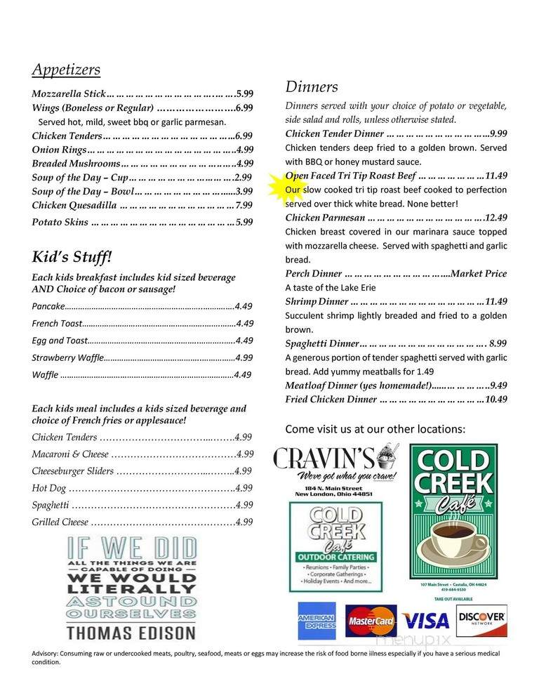 Invention Family Restaurant - Milan, OH menu_pic