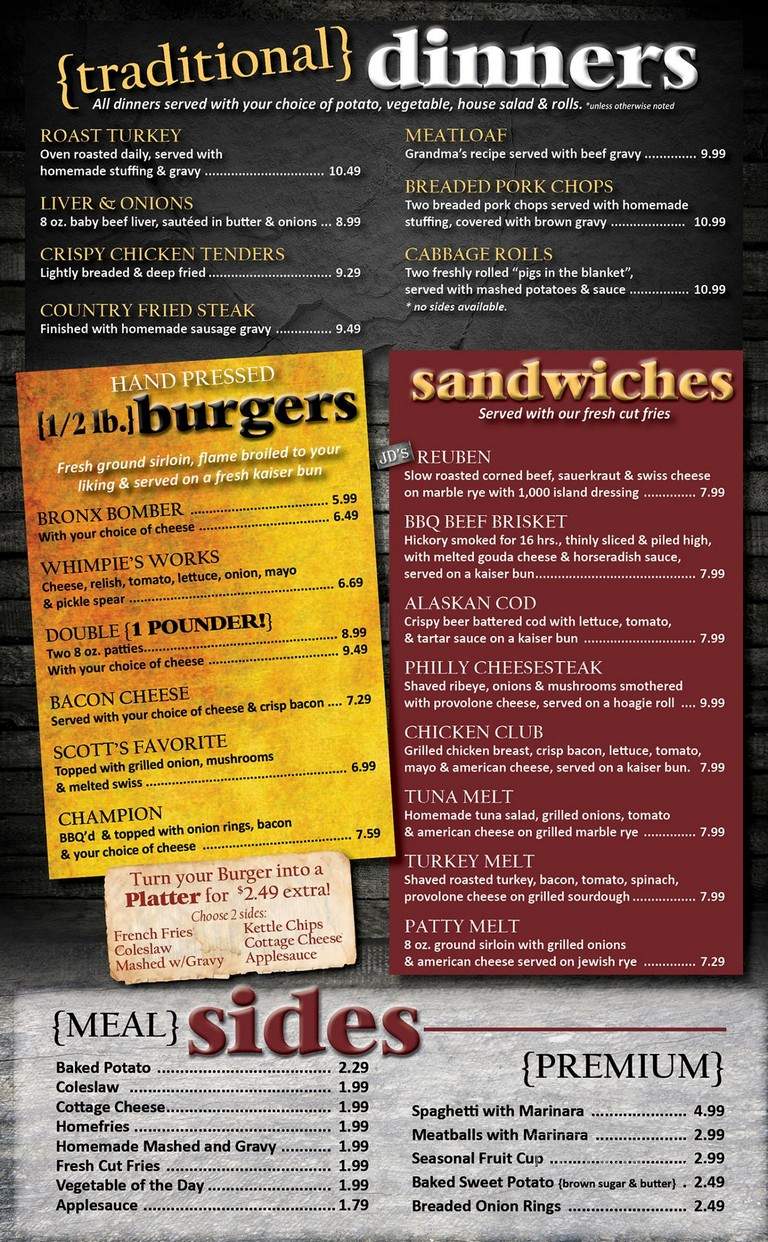 Jd's Post House - Parkman, OH menu_pic