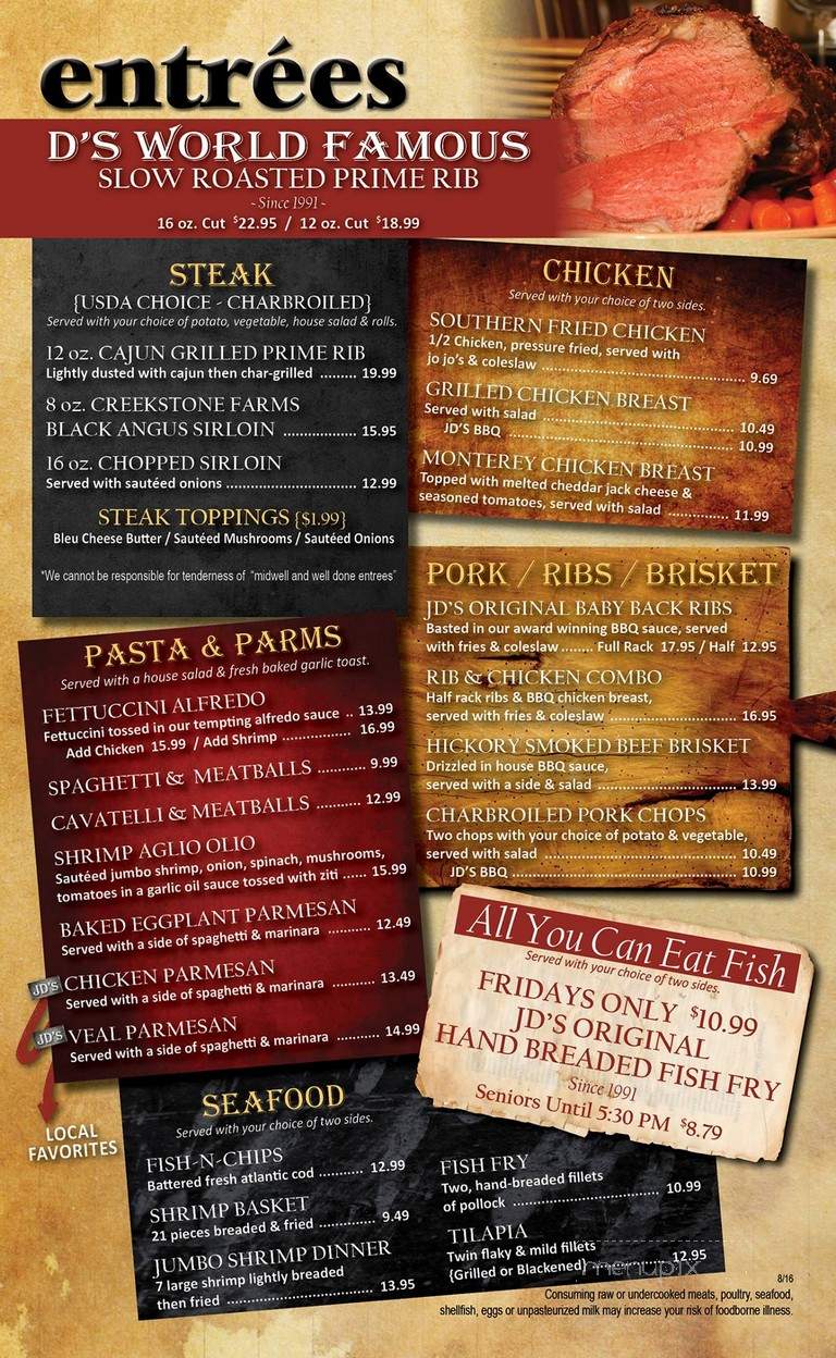 Jd's Post House - Parkman, OH menu_pic