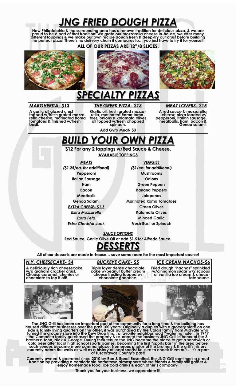 Online Menu Of Jng Grill New Philadelphia Oh