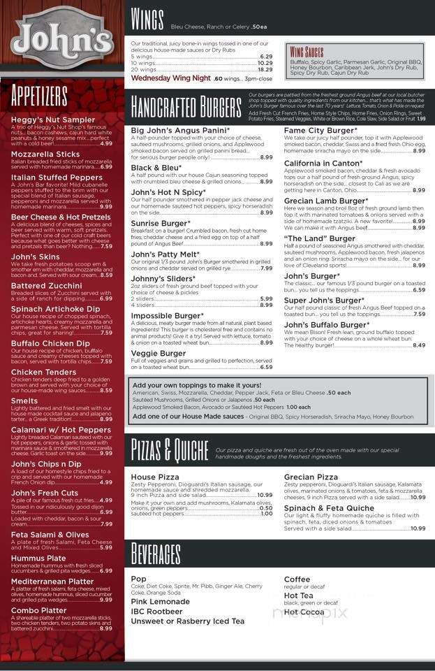 John's Bar & Grille - Canton, OH menu_pic