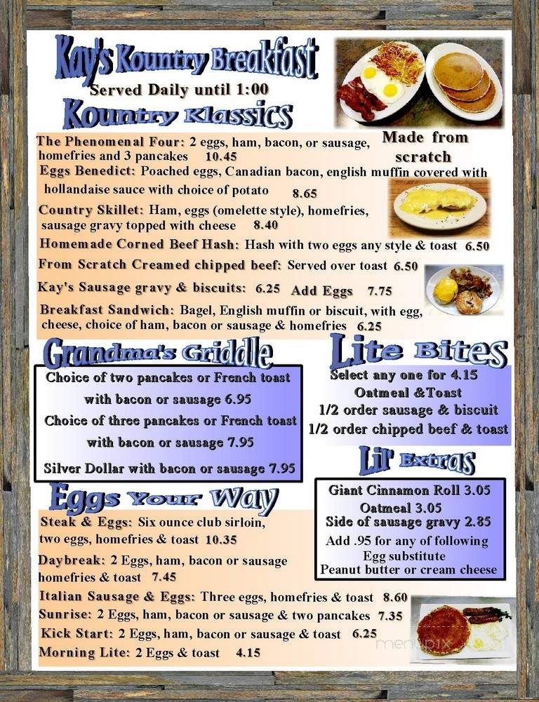 Kay's Place - Kingsville, OH menu_pic