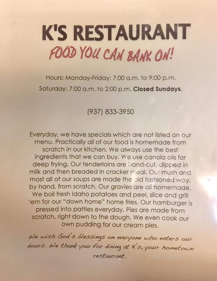 K's Restaurant - Brookville, OH