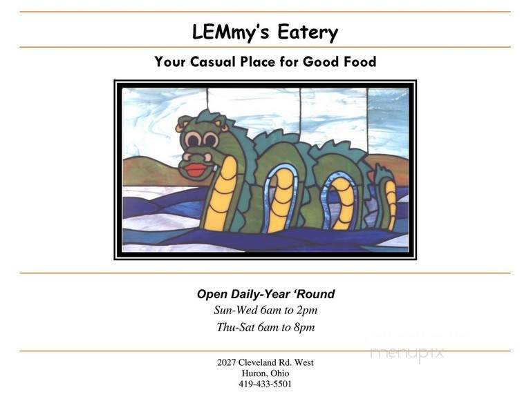 Lemmy's Eatery - Huron, OH menu_pic