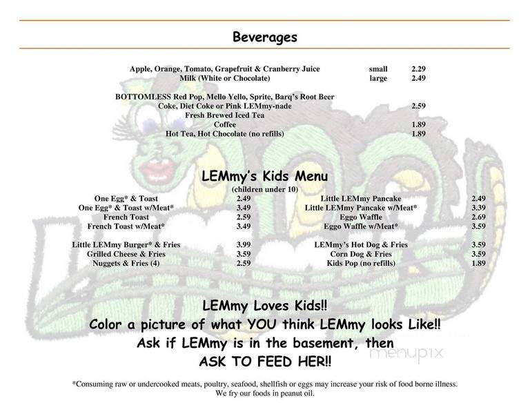 Lemmy's Eatery - Huron, OH menu_pic