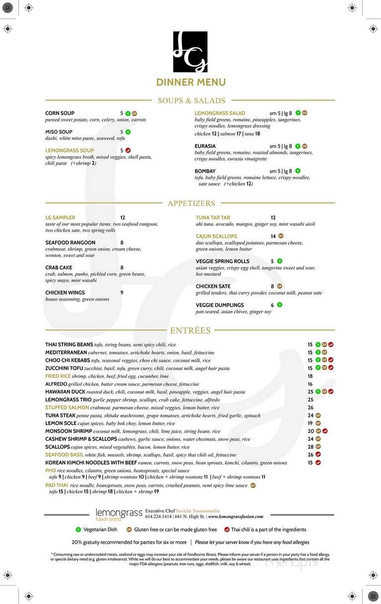 Lemon Grass Fusion Bistro - Columbus, OH menu_pic