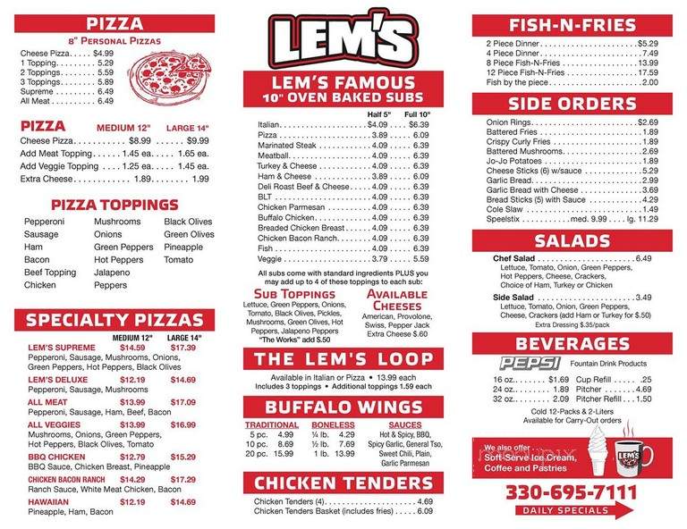 Lem's Pizza - Fredericksburg, OH menu_pic