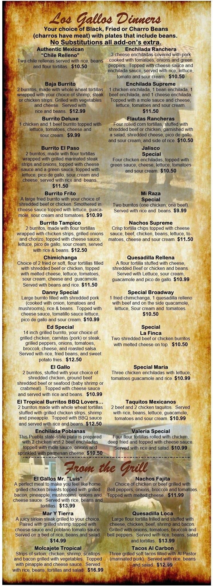 Los Gallos - Youngstown, OH menu_pic