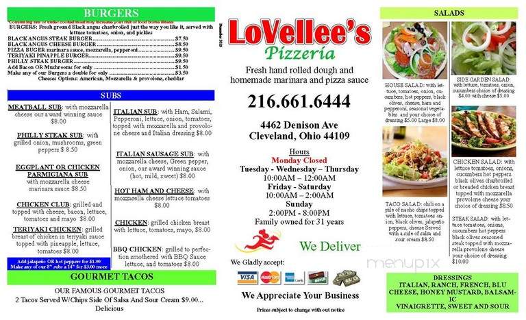 Lovellee's Pizzeria - Cleveland, OH menu_pic