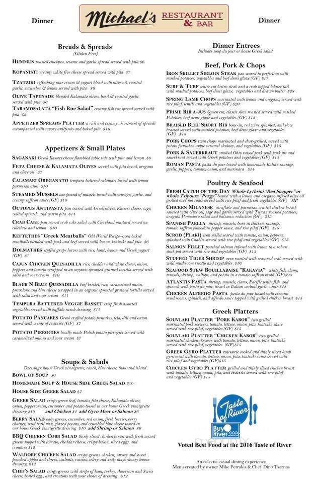 Michael's Restaurant - Cleveland, OH menu_pic