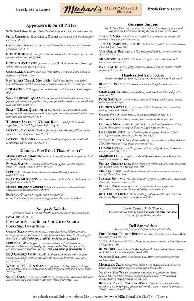 Michael's Restaurant - Cleveland, OH menu_pic