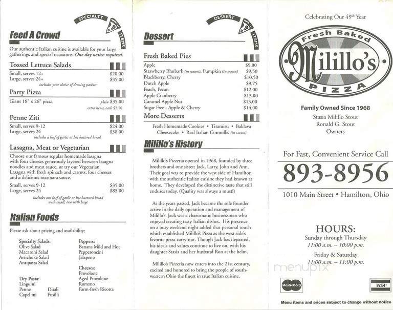 Milillo's Pizza - Hamilton, OH