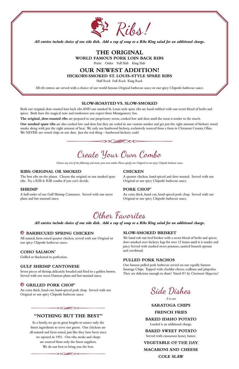 Montgomery Inn - Cincinnati, OH menu_pic