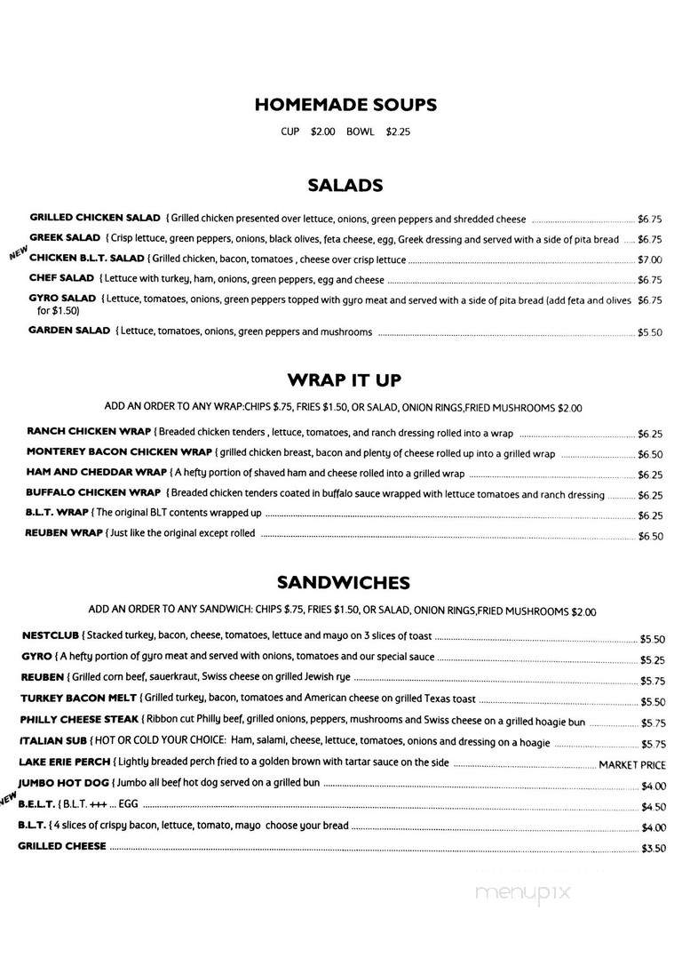Nest Restaurant - Vermilion, OH menu_pic