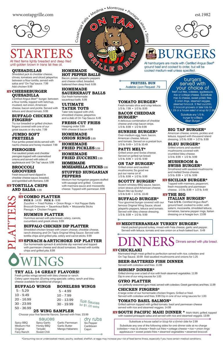 On Tap - Cuyahoga Falls, OH menu_pic