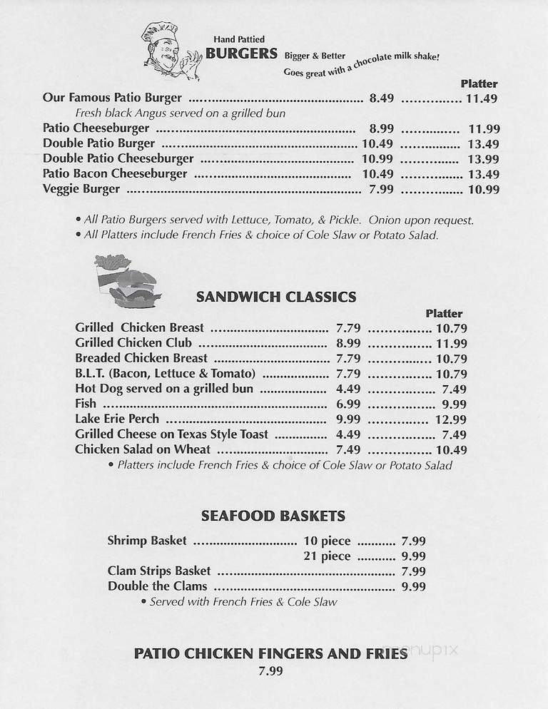 Patio Restaurant - Lakeside Marblehead, OH menu_pic