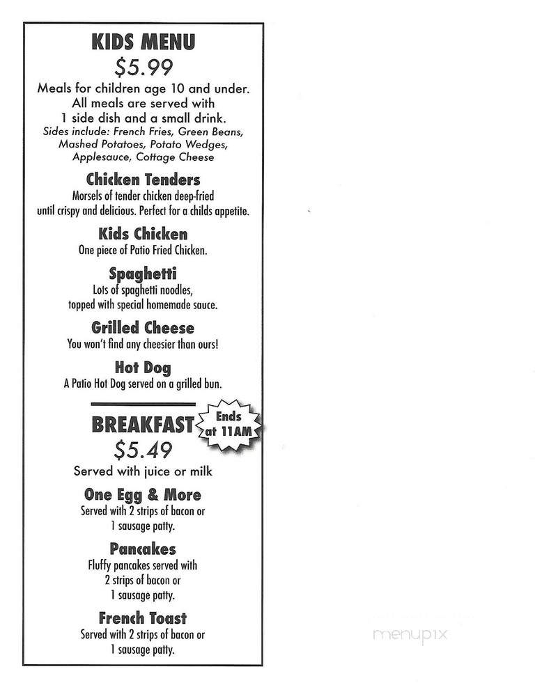 Patio Restaurant - Lakeside Marblehead, OH menu_pic
