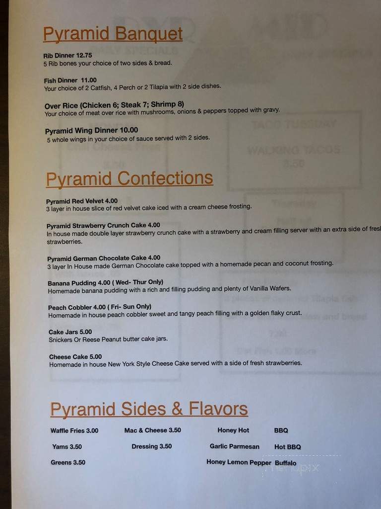 Pyramid Restaurant - Cleveland, OH menu_pic