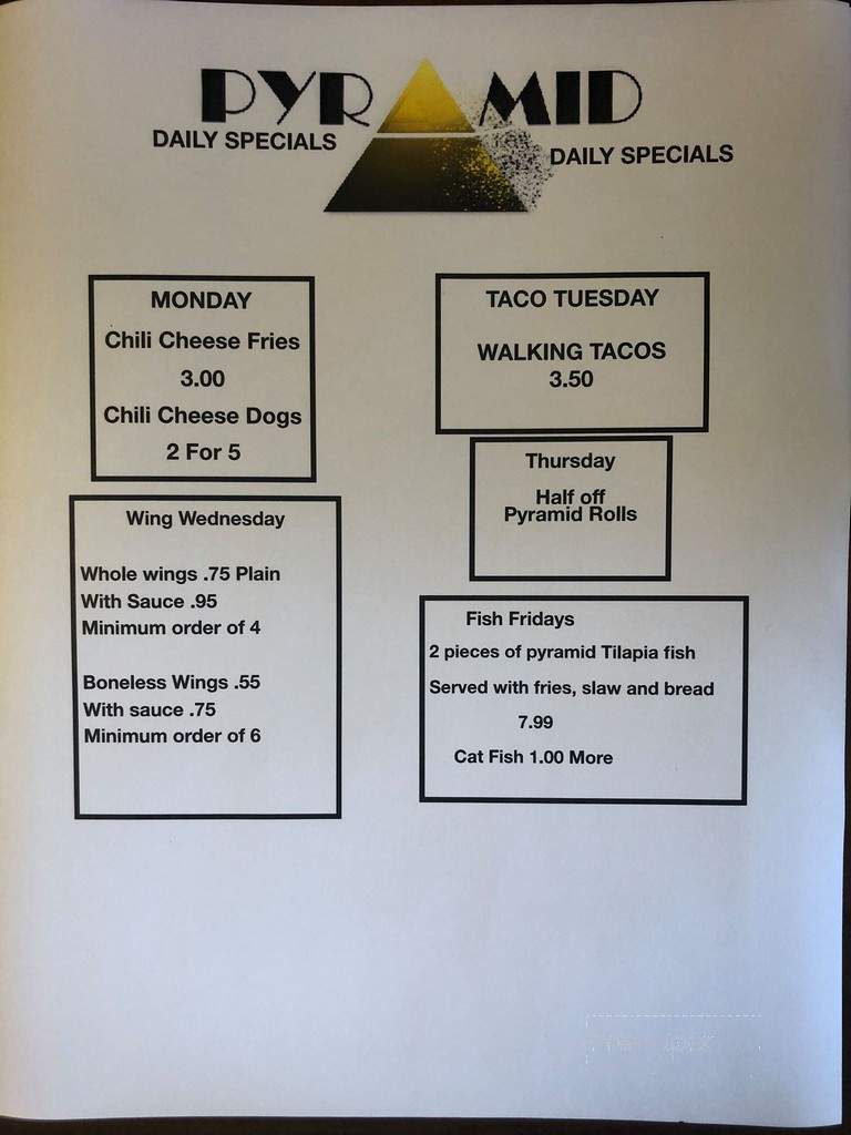 Pyramid Restaurant - Cleveland, OH menu_pic