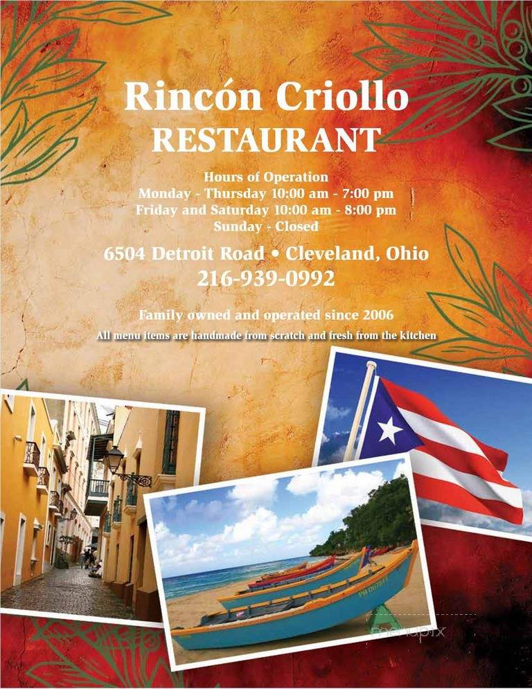 Rincon Criollo - Cleveland, OH menu_pic