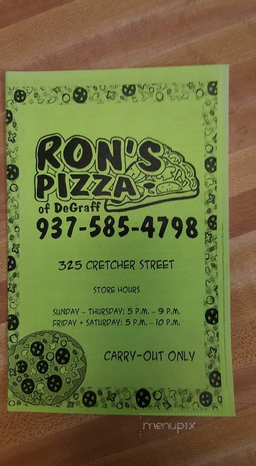 Ron's Pizza - De Graff, OH menu_pic