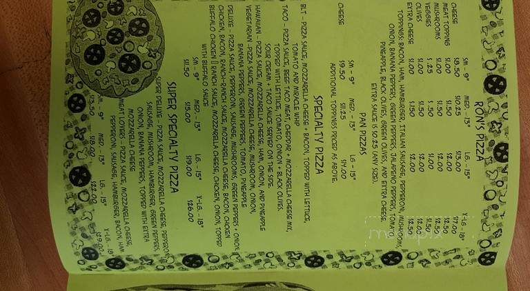 Ron's Pizza - De Graff, OH menu_pic