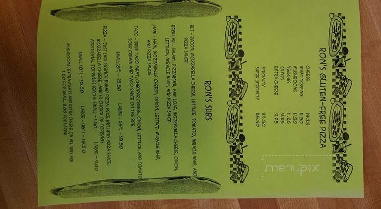 Ron's Pizza - De Graff, OH menu_pic