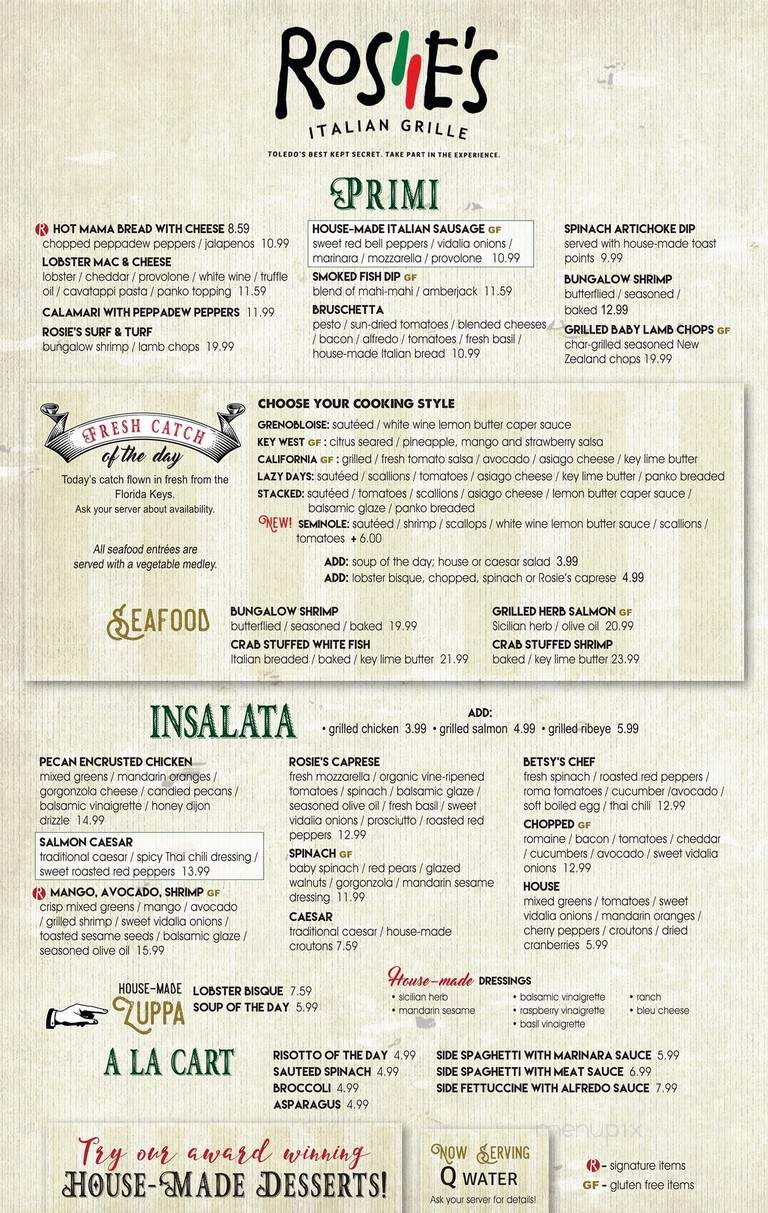 Rosie's Fine Foods - Toledo, OH menu_pic
