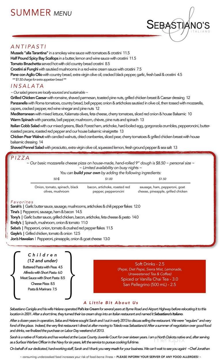 Sebastianos - Toledo, OH menu_pic