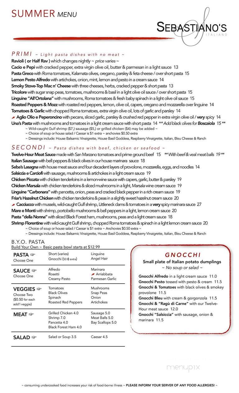 Sebastianos - Toledo, OH menu_pic