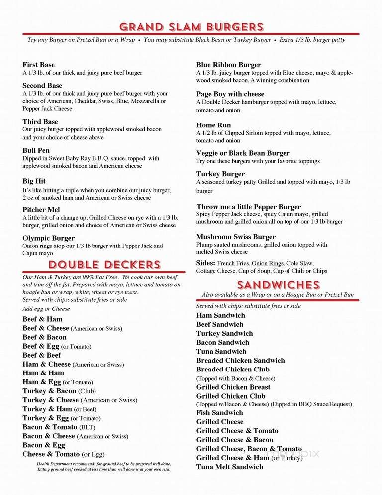 Sports Page Cafe - Cincinnati, OH menu_pic