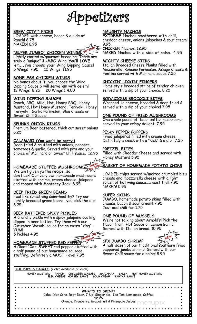 Spunkmeyers Pub - Wadsworth, OH menu_pic