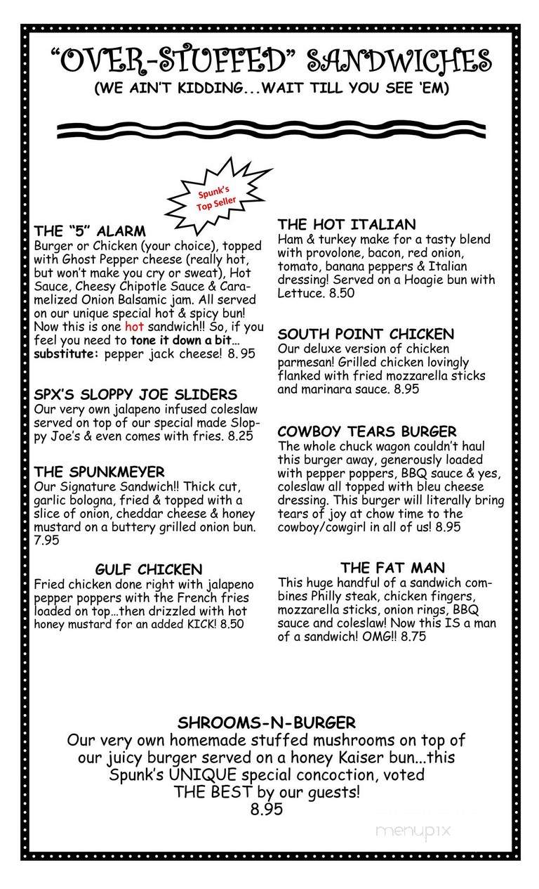 Spunkmeyers Pub - Wadsworth, OH menu_pic