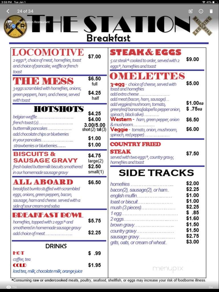 Station Restaurant - Brewster, OH menu_pic