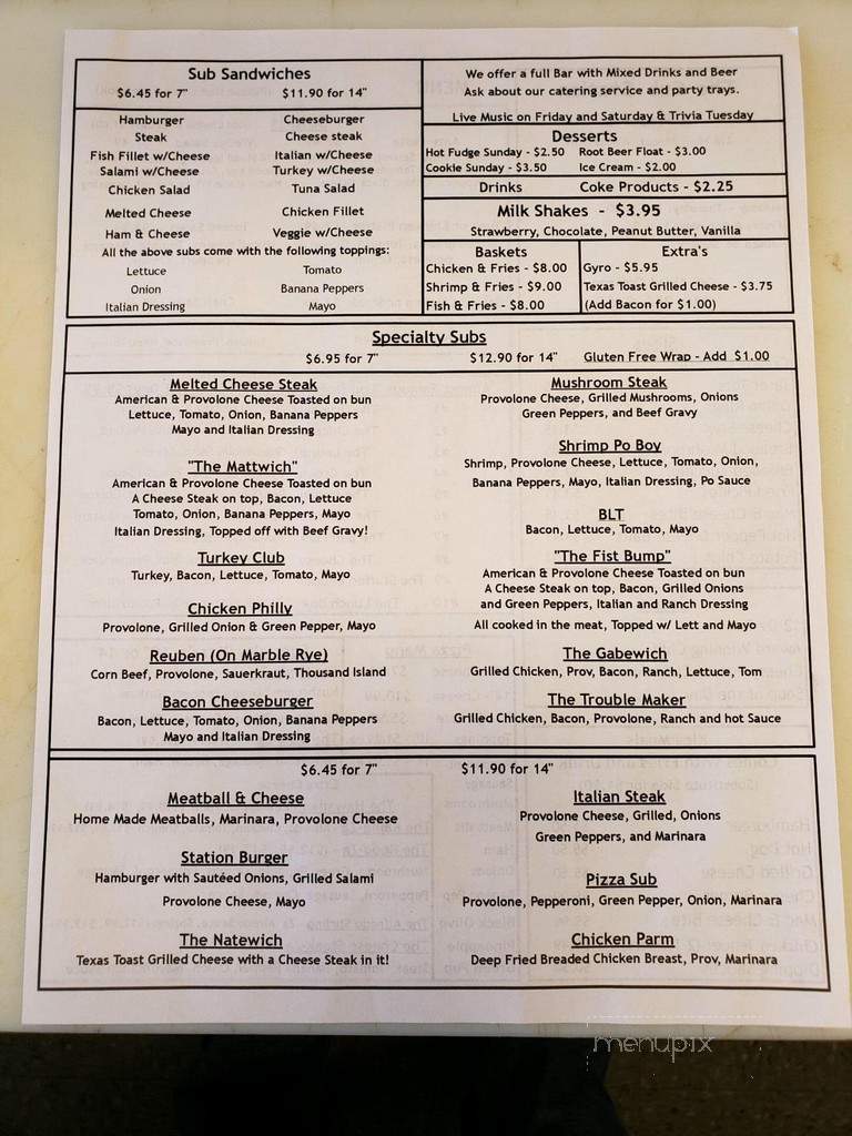 Sub Station - Wadsworth, OH menu_pic