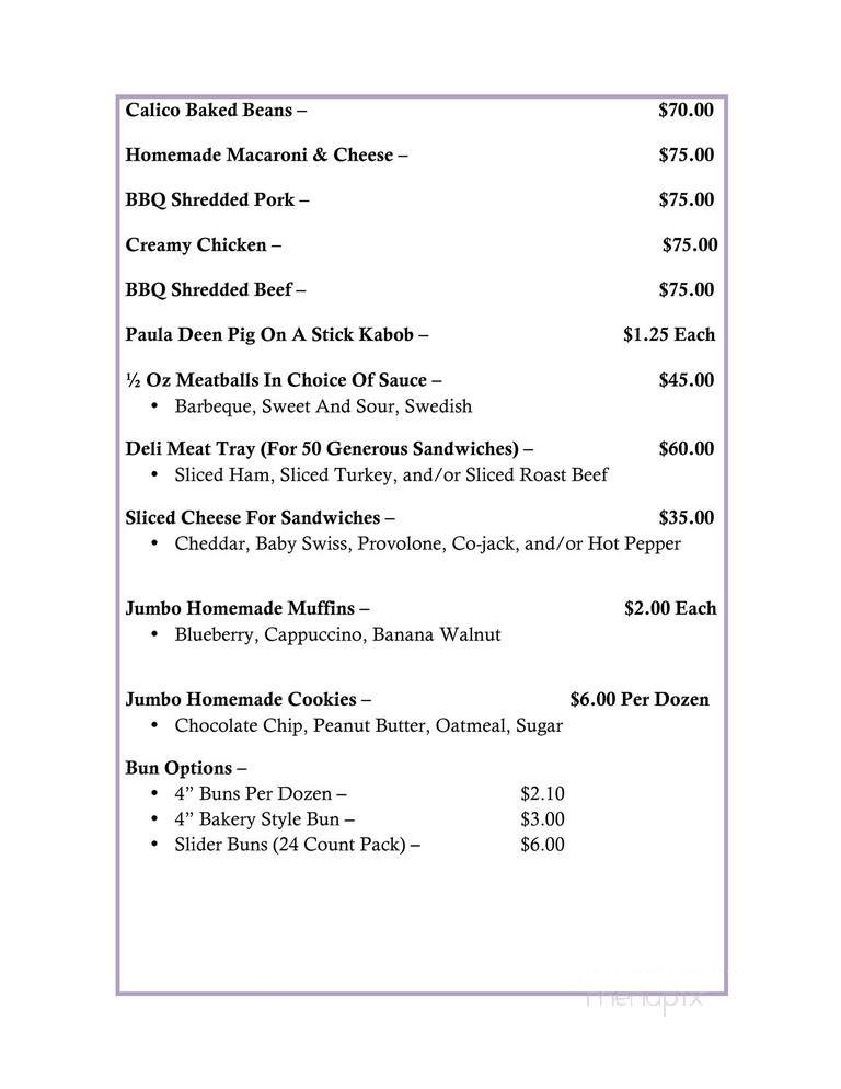 Susie's Lunch - Bryan, OH menu_pic