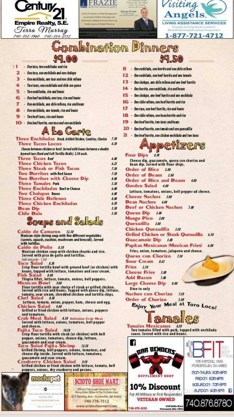 Toro Loco Authentic Mexican - Portsmouth, OH menu_pic