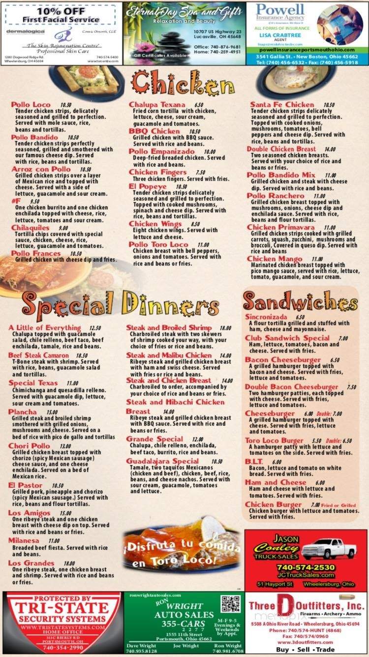 Toro Loco Authentic Mexican - Portsmouth, OH menu_pic