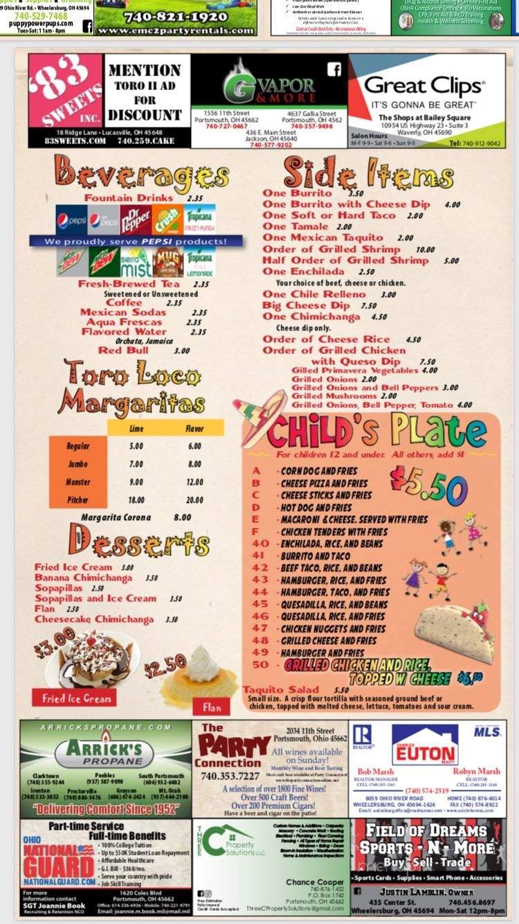 Toro Loco Authentic Mexican - Portsmouth, OH menu_pic