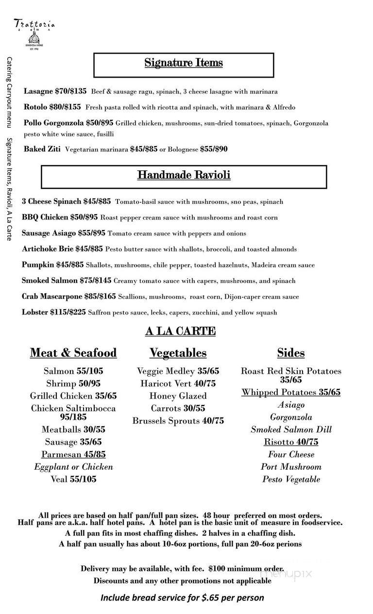 Trattoria Roma - Columbus, OH menu_pic