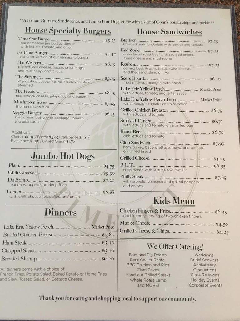 Van Ness's Time Out Sports Bar - Fremont, OH menu_pic
