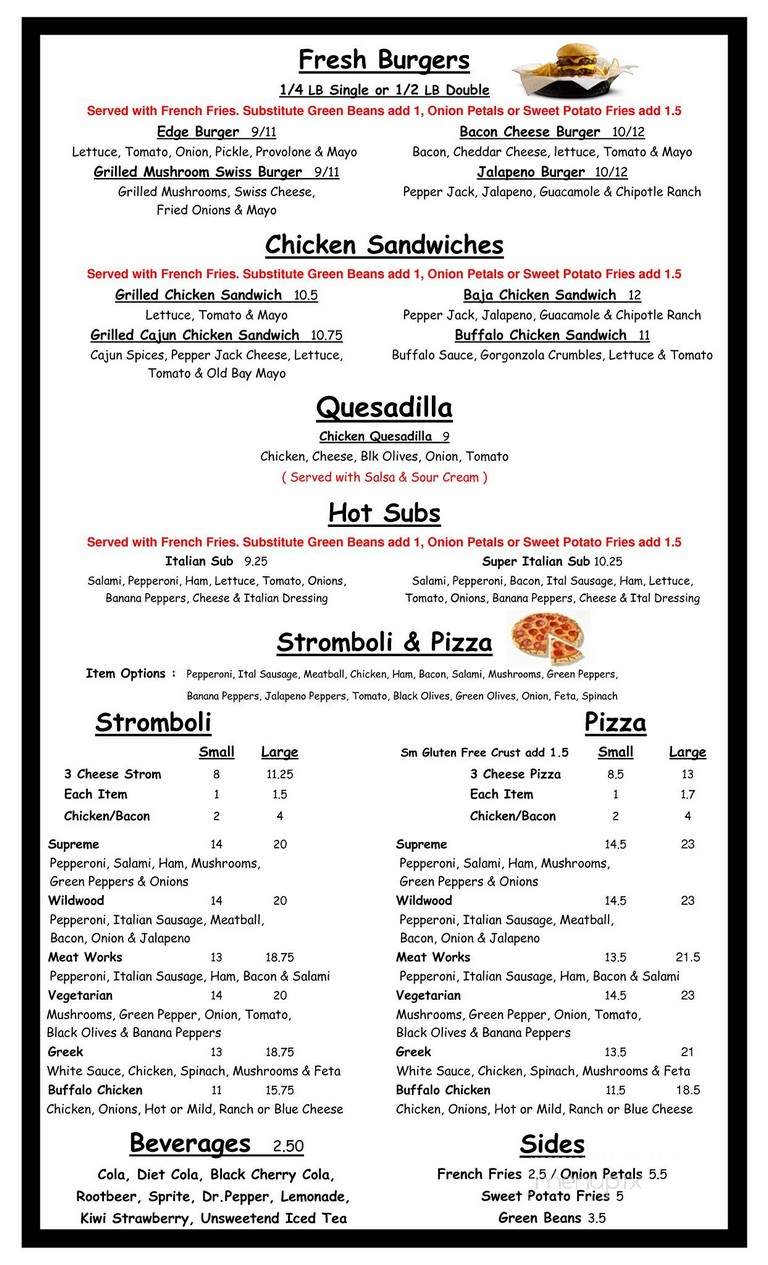 Water's Edge Pizza - Galena, OH menu_pic