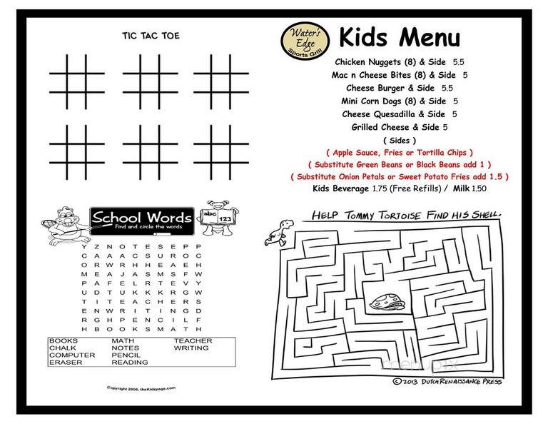 Water's Edge Pizza - Galena, OH menu_pic